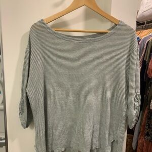 Striped Gray Women's Top 100% linen